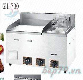 Bếp rán phẳng dùng gas kết hợp bếp chiên nhúng